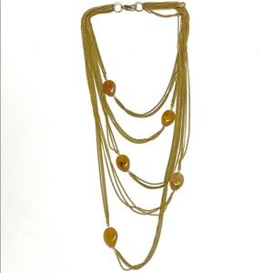 Amrita Singh layered amber color stone necklace